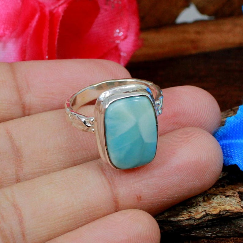 Cushion Shape Larimar 92.5 Silver Ring