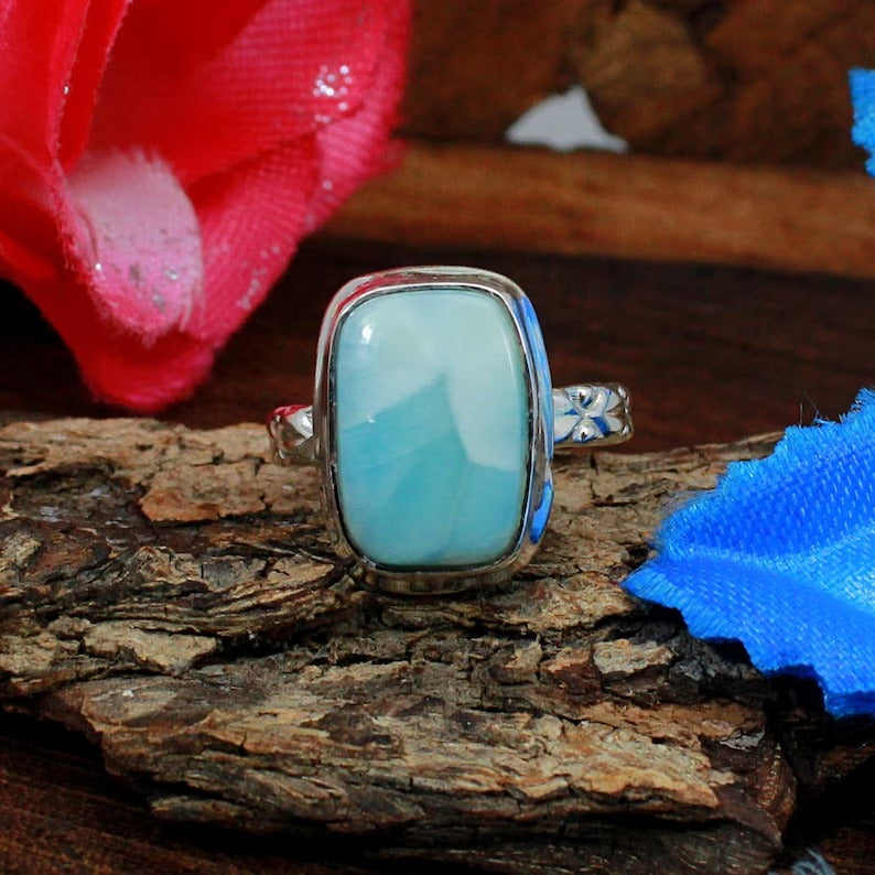 Cushion Shape Larimar 92.5 Silver Ring