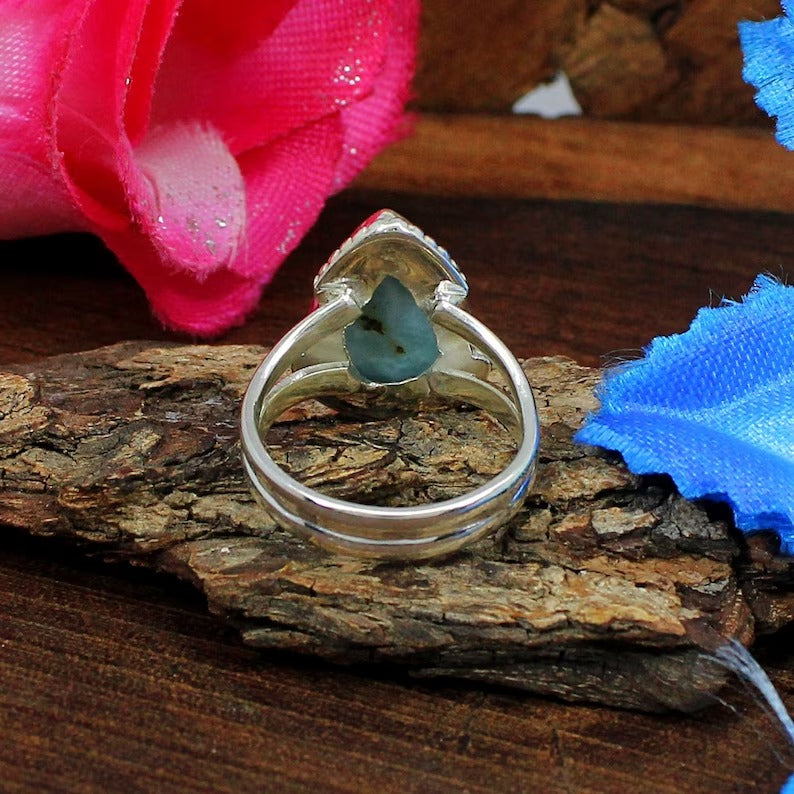 Pear Shape Larimar Designer Sterling Silver Ring