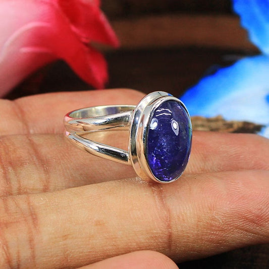 Natural Tanzanite Gemstone Sterling Silver Ring