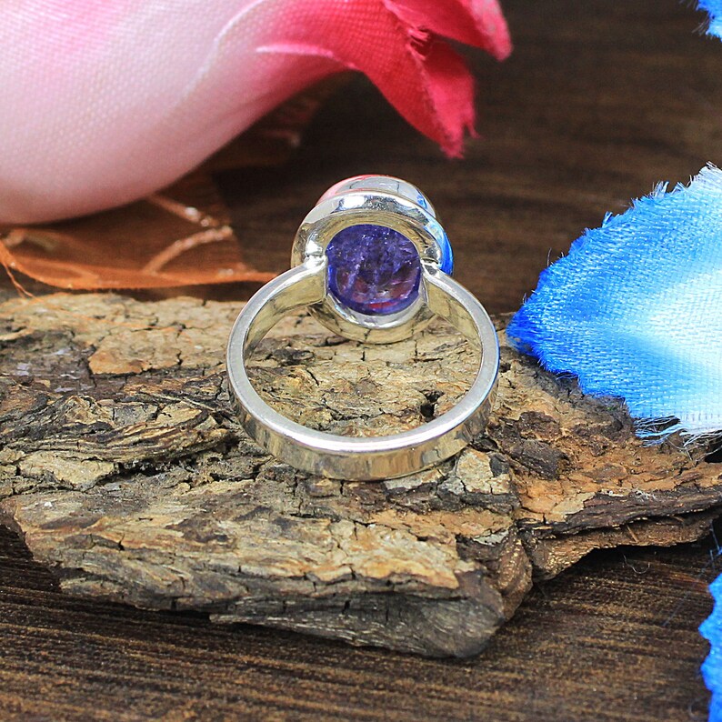 Natural Tanzanite Oval Shape Gemstone Silver Ring