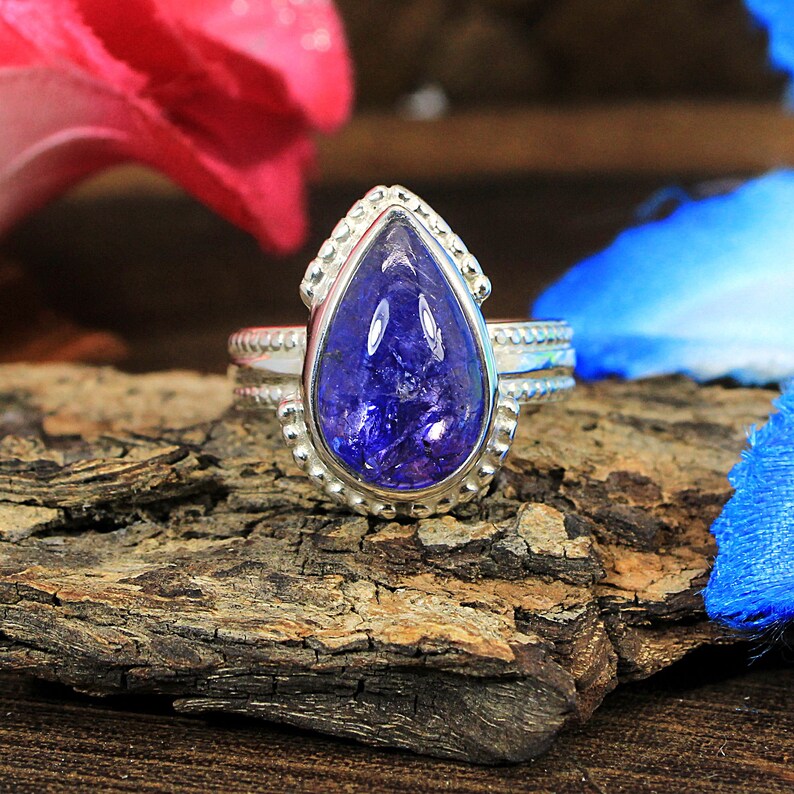 Tanzanite Gemstone December Birthstone Silver Ring