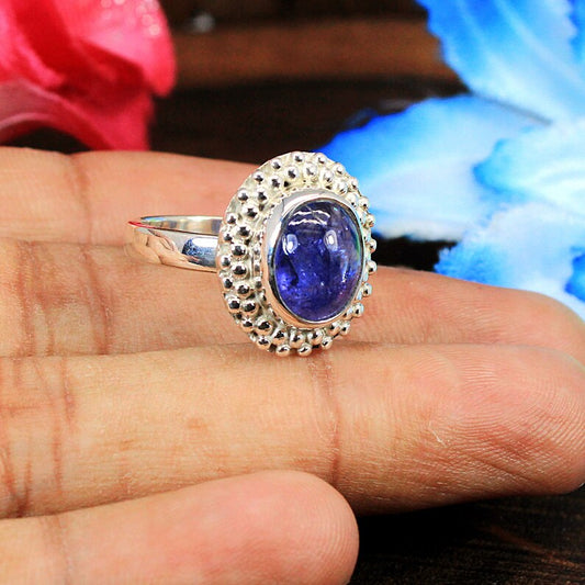 Natural Tanzanite 92.5 Silver Ring