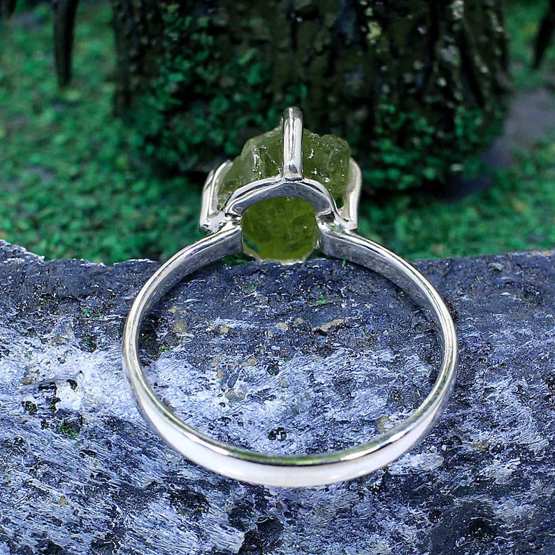 Natural Raw Peridot 92.5 Sterling SiLVER Ring