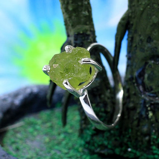 Natural Raw Peridot 92.5 Sterling SiLVER Ring