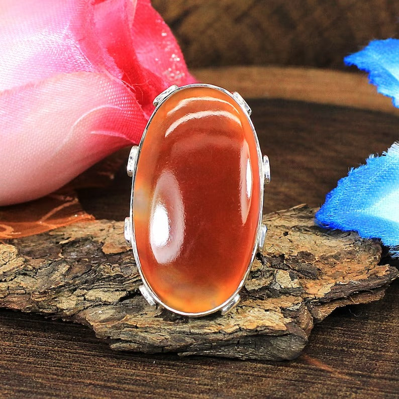 Red Sardonyx Gemstone 92.5 Sterling Silver Ring