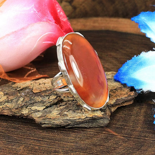 Red Sardonyx Gemstone 92.5 Sterling Silver Ring