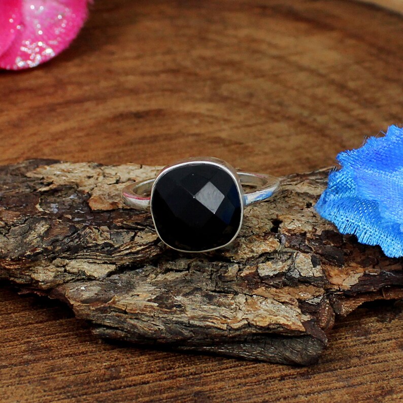 Black Onyx Gemstone 92.5 Solid Silver Ring