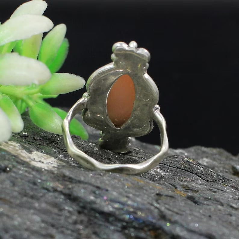 Pink Opal Gemstone 92.5 Sterling Silver Ring