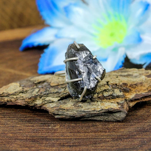 Raw Smoky Quartz Gemstone 92.5 Sterling Silver Ring