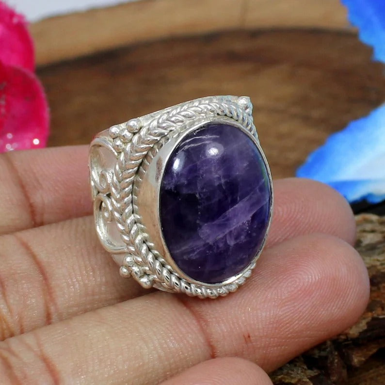 African Amethyst 92.5 Sterling Silver Ring