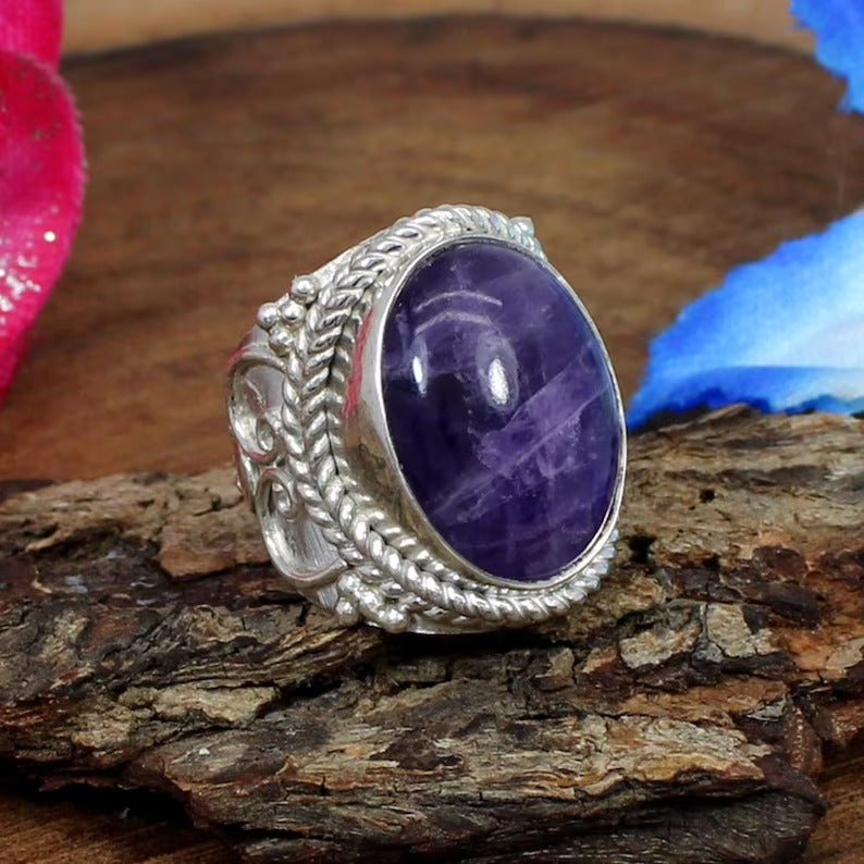 African Amethyst 92.5 Sterling Silver Ring