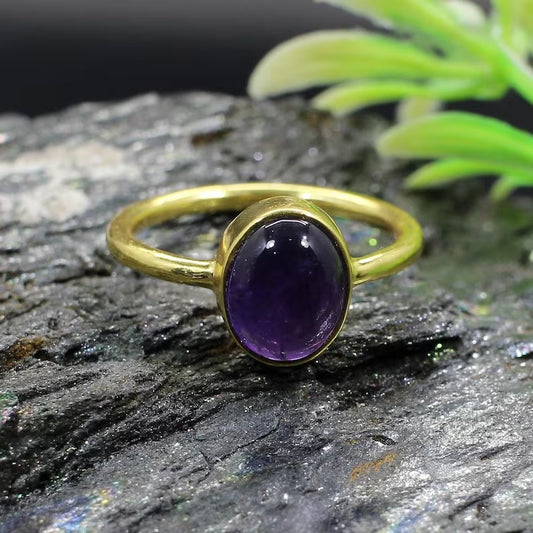 Natural Amethyst Gemstone 92.5 Sterling Silver Ring