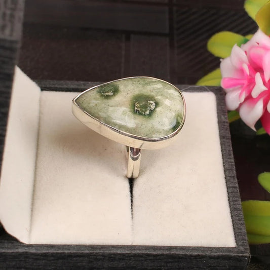 Frog Skin Jasper Gemstone 92.5 Sterling Silver Ring