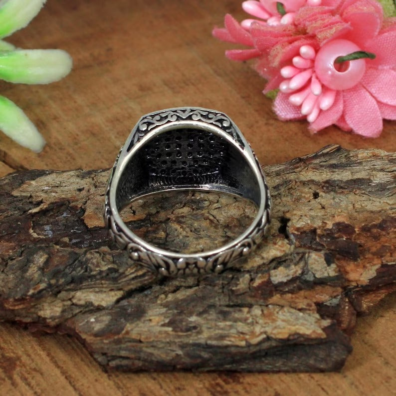 Black Onyx Gemstone 92.5 Sterling Silver Ring