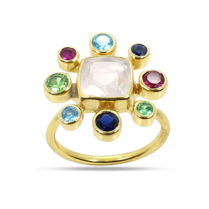 Multi Gemstone 92.5 Sterling Silver Ring