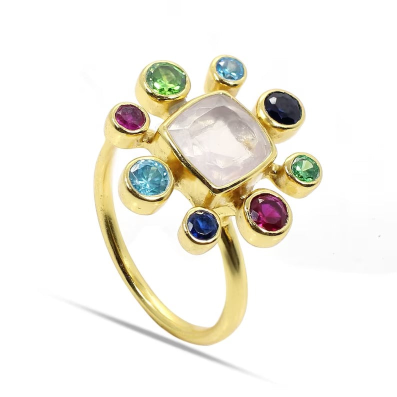 Multi Gemstone 92.5 Sterling Silver Ring