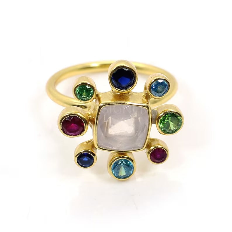 Multi Gemstone 92.5 Sterling Silver Ring