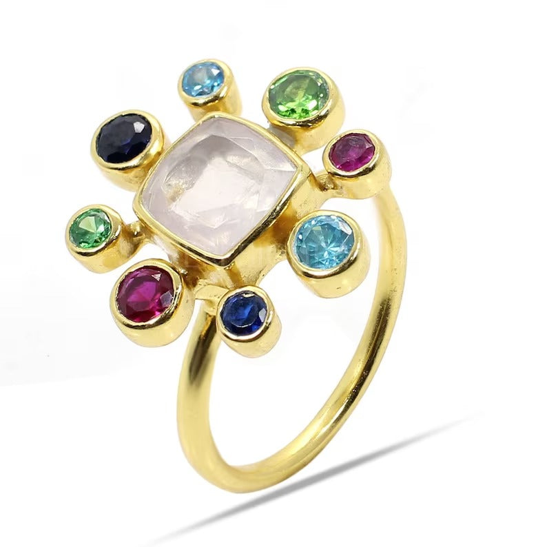 Multi Gemstone 92.5 Sterling Silver Ring