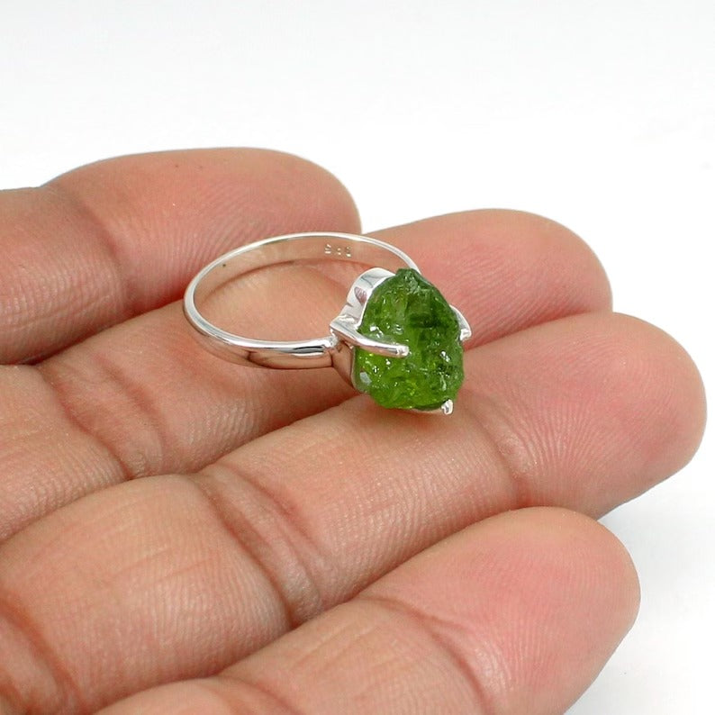 Peridot Gemstone Sterling Silver Ring