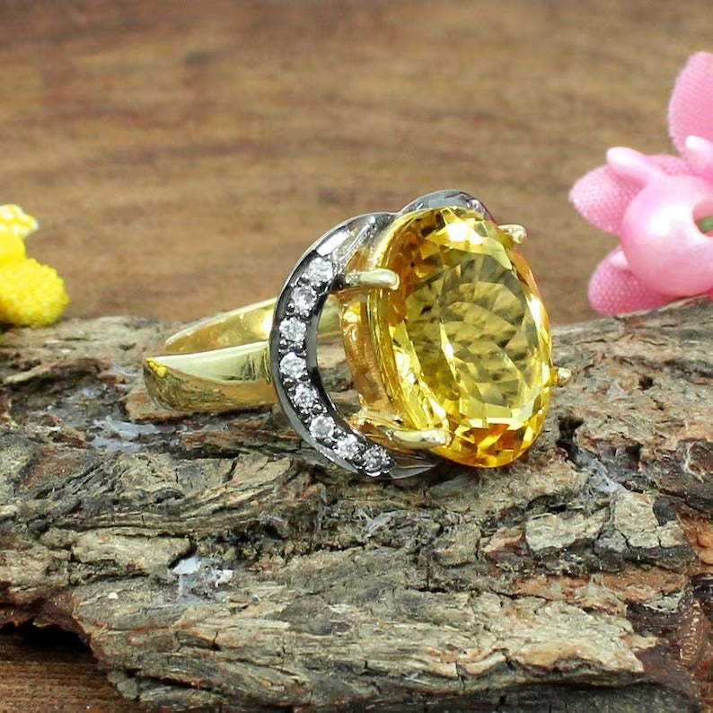 Citrine Gemstone 92.5 Sterling Silver Ring