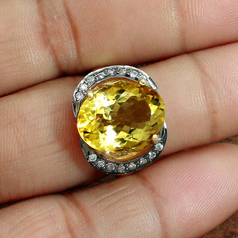 Citrine Gemstone 92.5 Sterling Silver Ring