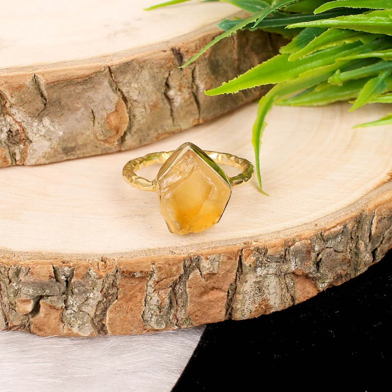 Natural Citrine Gemstone Sterling Silver Ring