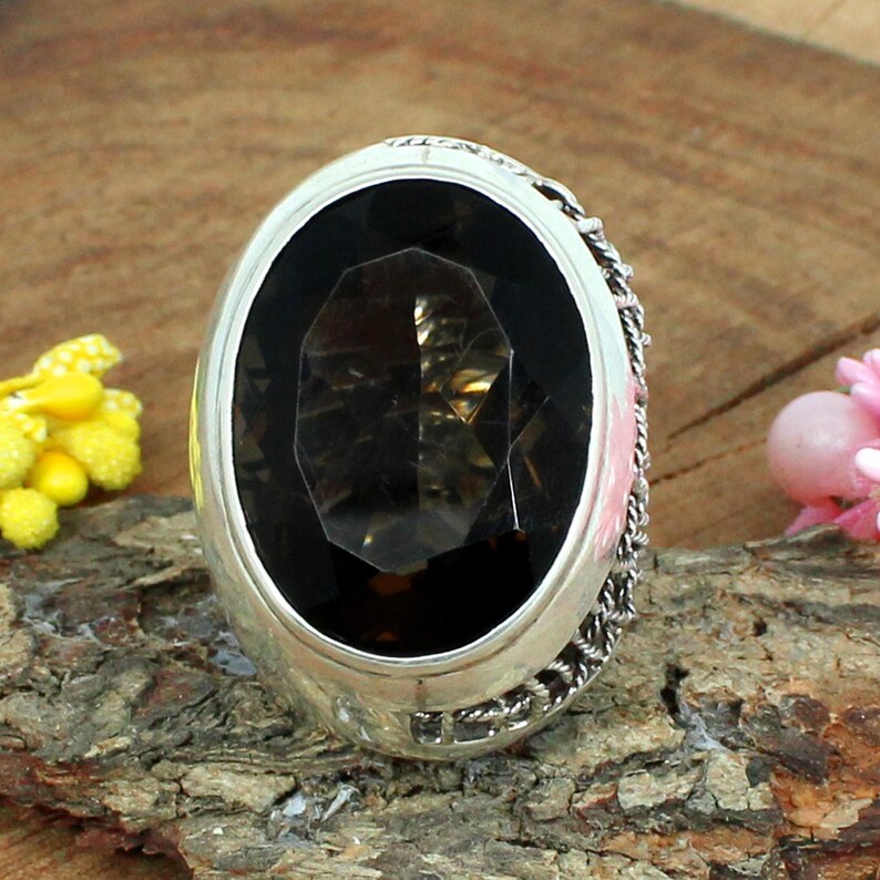 Smoky Quartz 92.5 Sterling Silver Ring