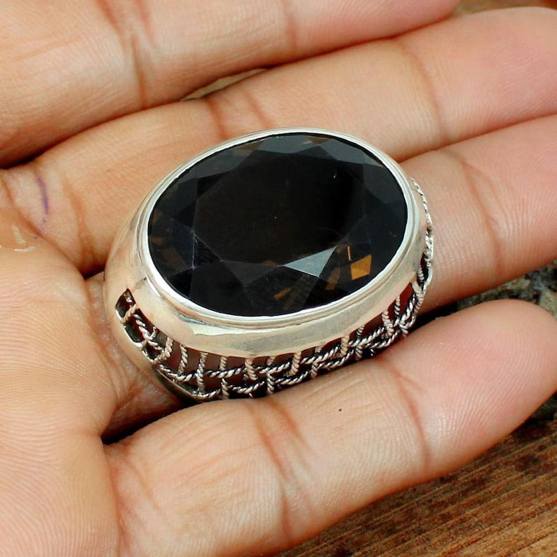 Smoky Quartz 92.5 Sterling Silver Ring