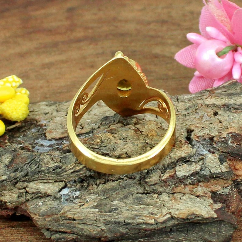 Natural Citrine Gemstone Sterling Silver Ring