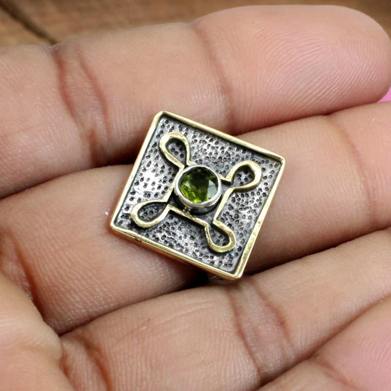 Natural Peridot Gemstone 92.5 Sterling Silver Ring