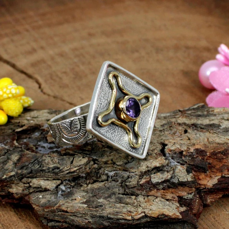 Amethyst Gemstone 92.5 Sterling Silver Ring