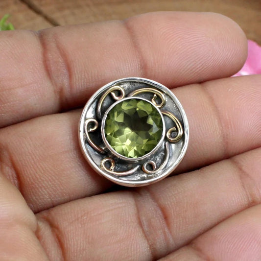 Peridot Gemstone 92.5 Sterling Silver Ring