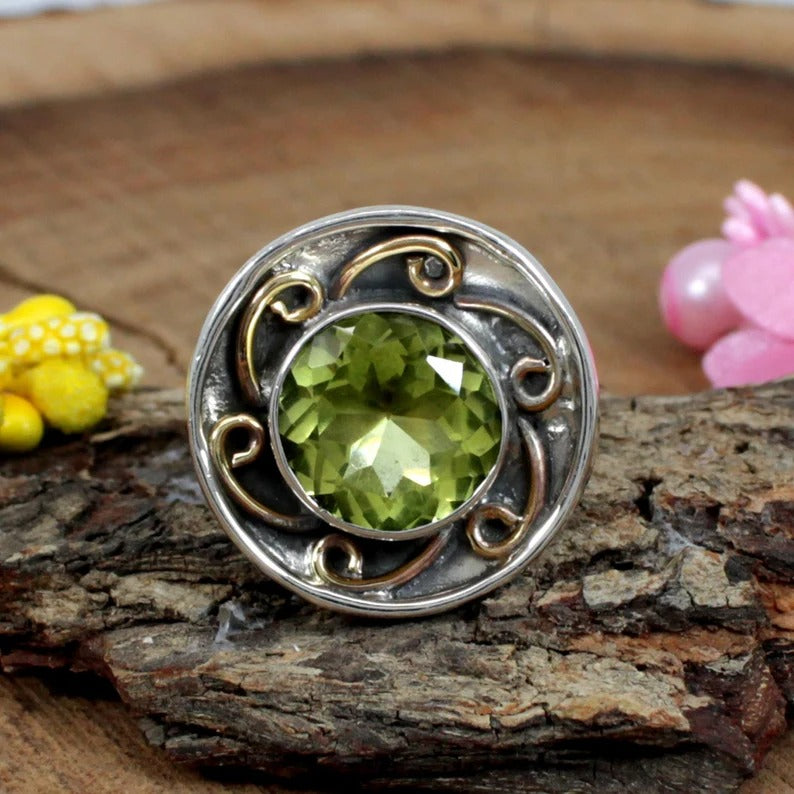 Peridot Gemstone 92.5 Sterling Silver Ring