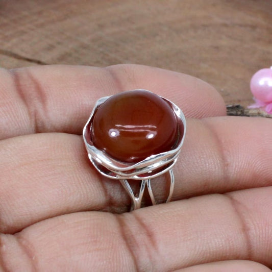 Carnelian Gemstone Sterling Silver Ring