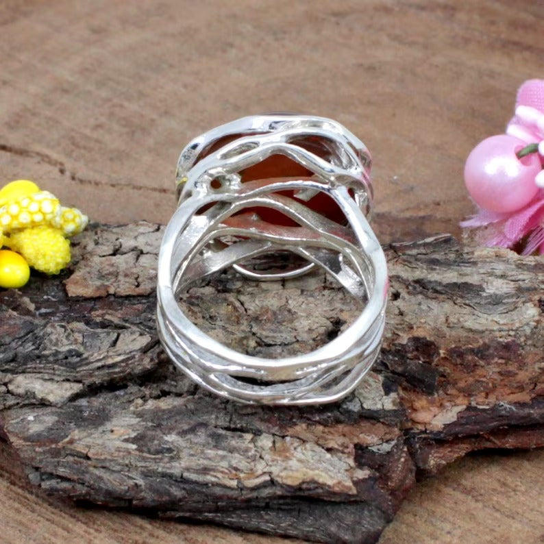 Carnelian Gemstone Sterling Silver Ring