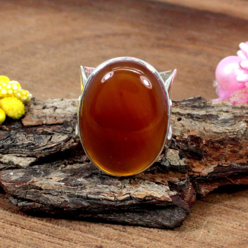 Carnelian Gemstone 92.5 Sterling Silver Ring