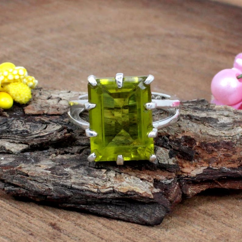 Lemon Quartz Gemstone Sterling Silver Ring