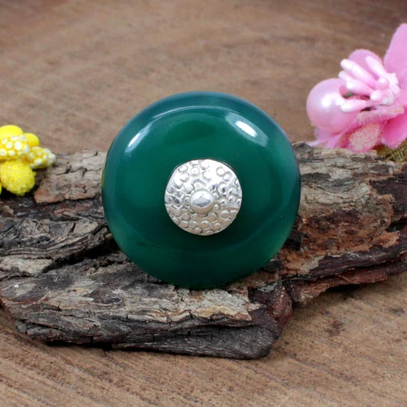 Green onyx Gemstone Sterling Silver Ring