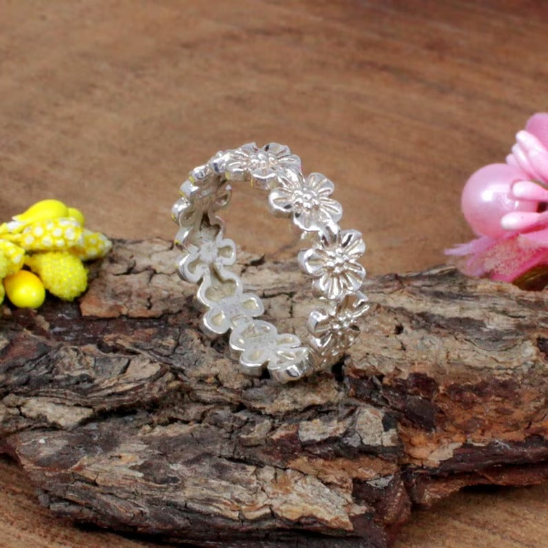 Flower Design Sterling Silver Ring