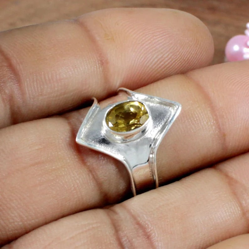 Citrine Gemstone Sterling Silver Ring