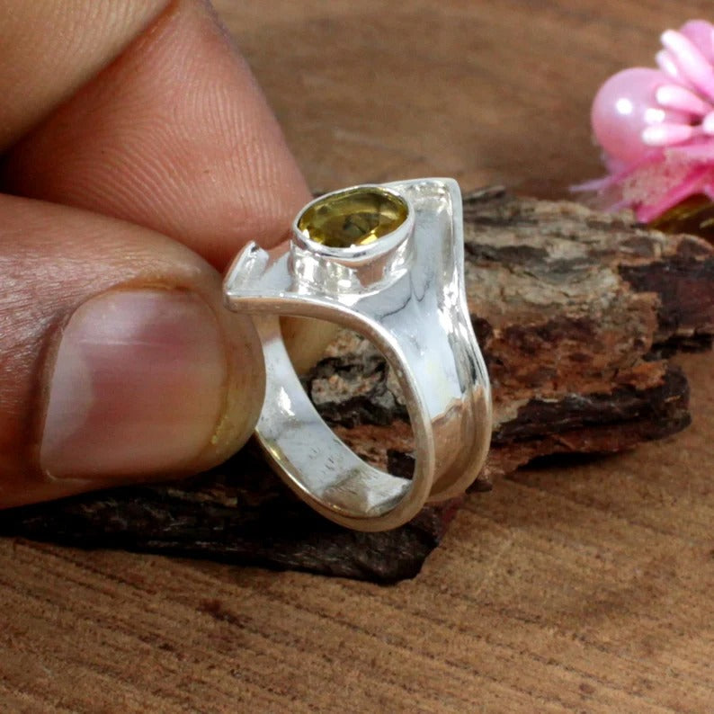 Citrine Gemstone Sterling Silver Ring