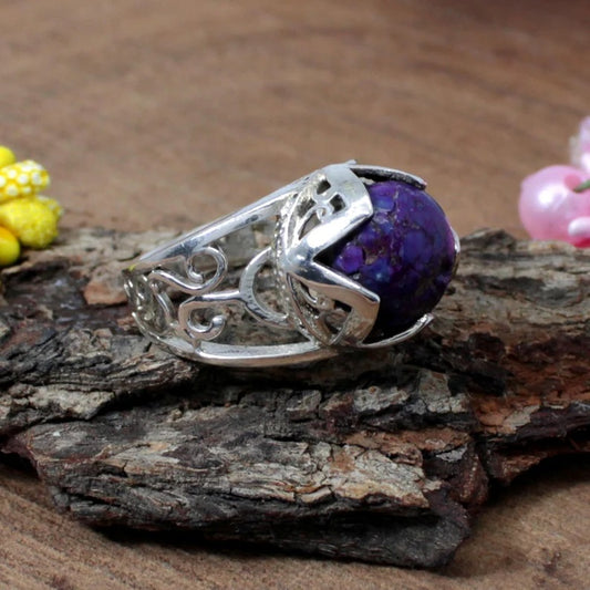 Purple Turquoise Gemstone Sterling Silver Ring