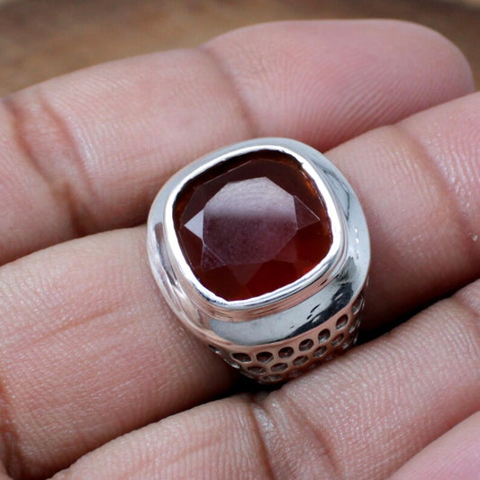 Carnelian Gemstone Solid Silver Ring