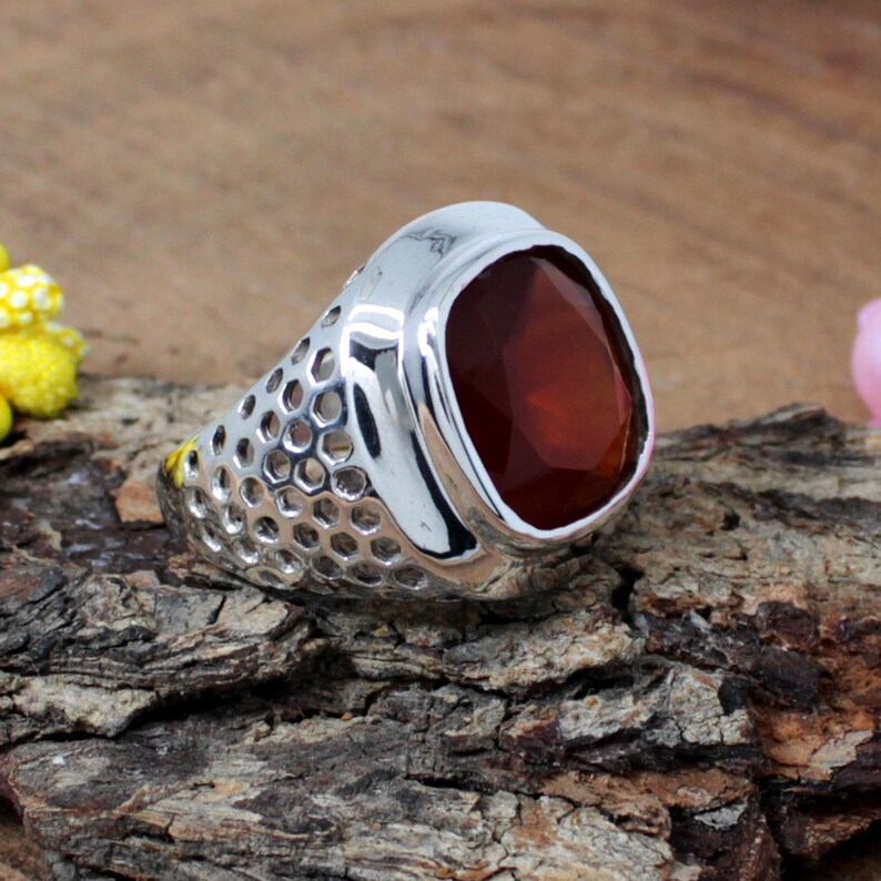 Carnelian Gemstone Solid Silver Ring