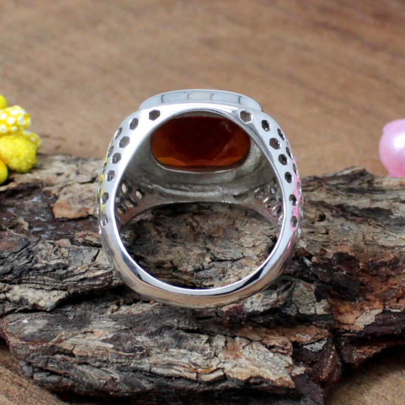 Carnelian Gemstone Solid Silver Ring