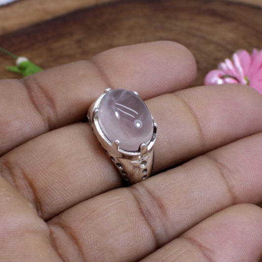 Rose Quartz Gemstone Sterling Silver Ring