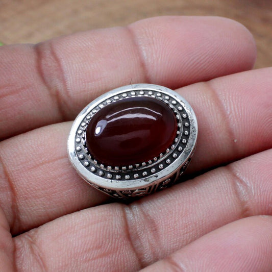 Red Onyx Gemstone Sterling Silver Ring