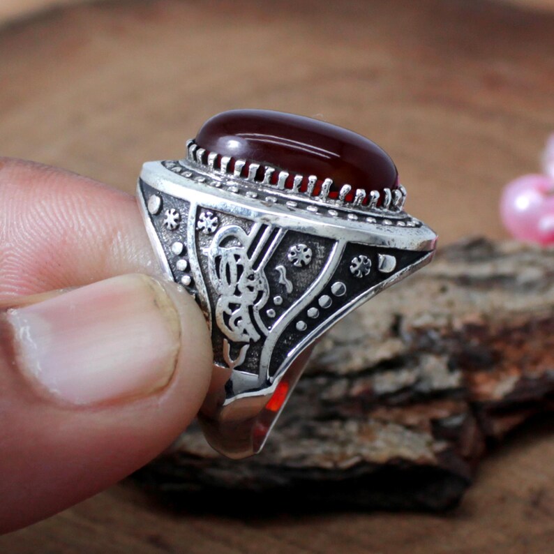 Red Onyx Gemstone Sterling Silver Ring