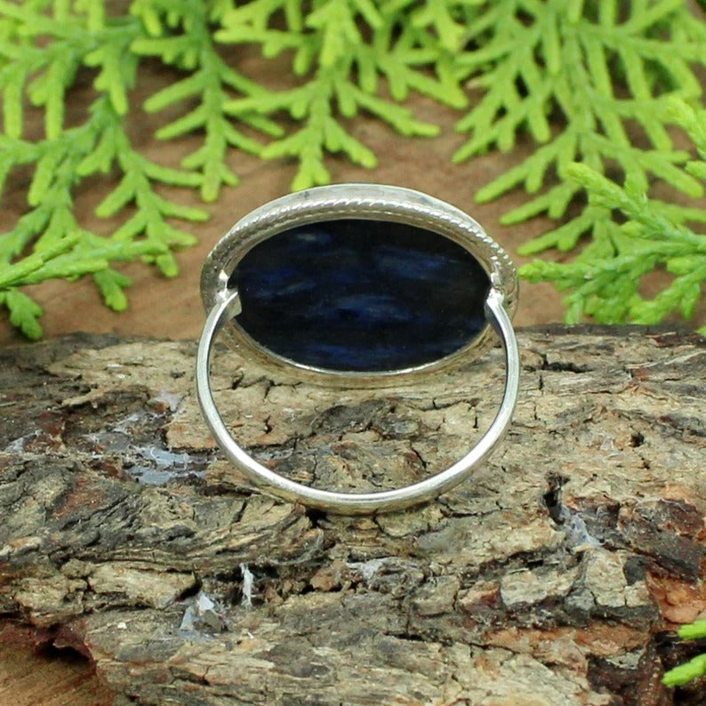 Natural Dumortierite Sterling Silver Ring